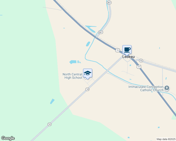 map of restaurants, bars, coffee shops, grocery stores, and more near 6579 Louisiana 10 in Washington