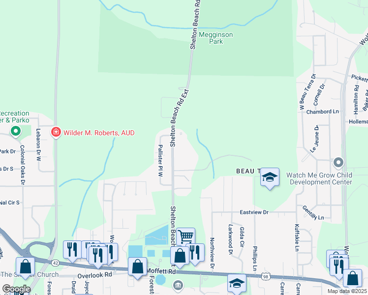 map of restaurants, bars, coffee shops, grocery stores, and more near 1900 Shelton Beach Road Extension in Mobile