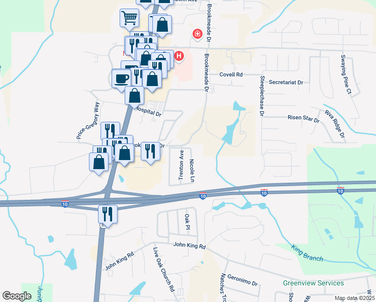 map of restaurants, bars, coffee shops, grocery stores, and more near 106 Trenton Avenue in Crestview