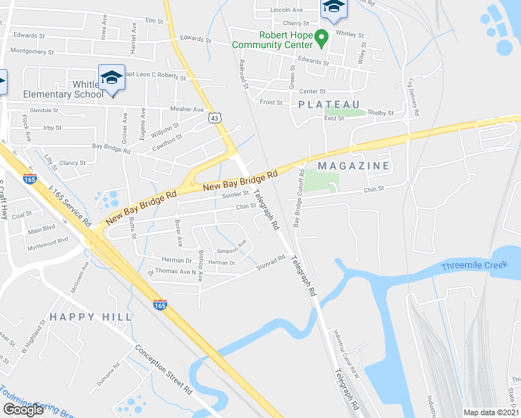 map of restaurants, bars, coffee shops, grocery stores, and more near 609 Chin Street in Mobile