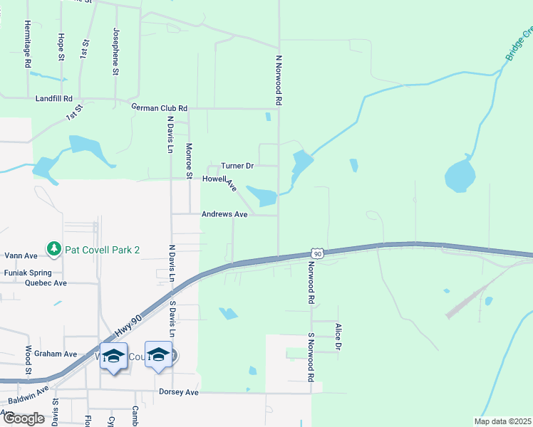 map of restaurants, bars, coffee shops, grocery stores, and more near 339 Andrews Avenue in DeFuniak Springs