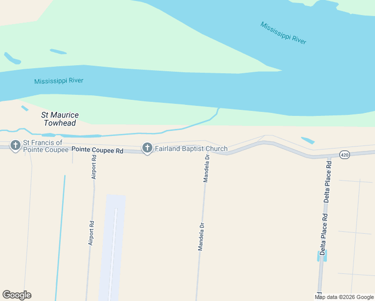 map of restaurants, bars, coffee shops, grocery stores, and more near 10826 Pointe Coupee Road in New Roads