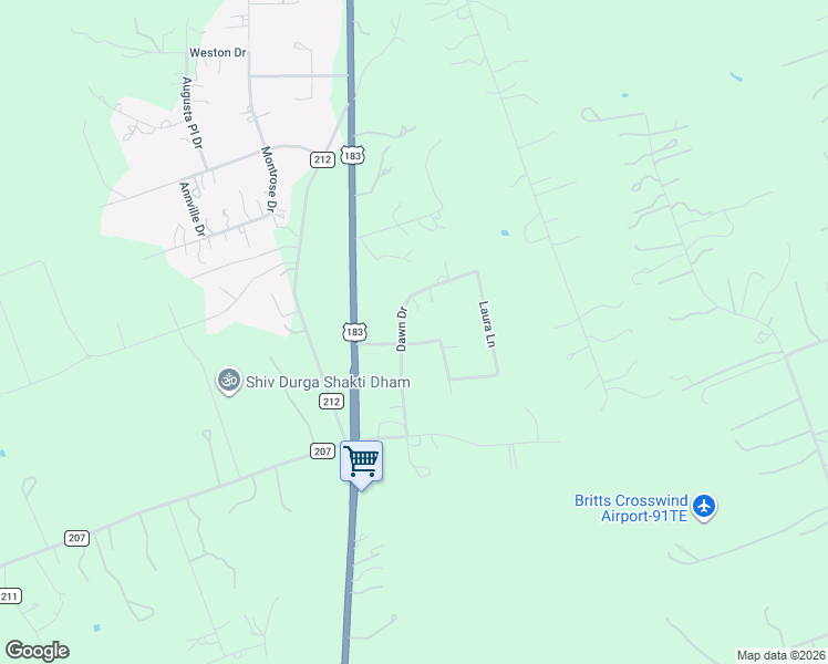 map of restaurants, bars, coffee shops, grocery stores, and more near 212 Christine Lane in Liberty Hill