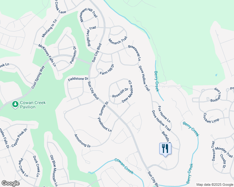 map of restaurants, bars, coffee shops, grocery stores, and more near 203 Rosecliff Drive in Georgetown