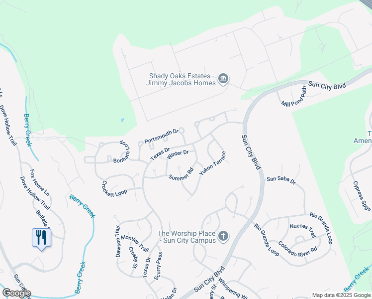 map of restaurants, bars, coffee shops, grocery stores, and more near 221 Winter Drive in Georgetown