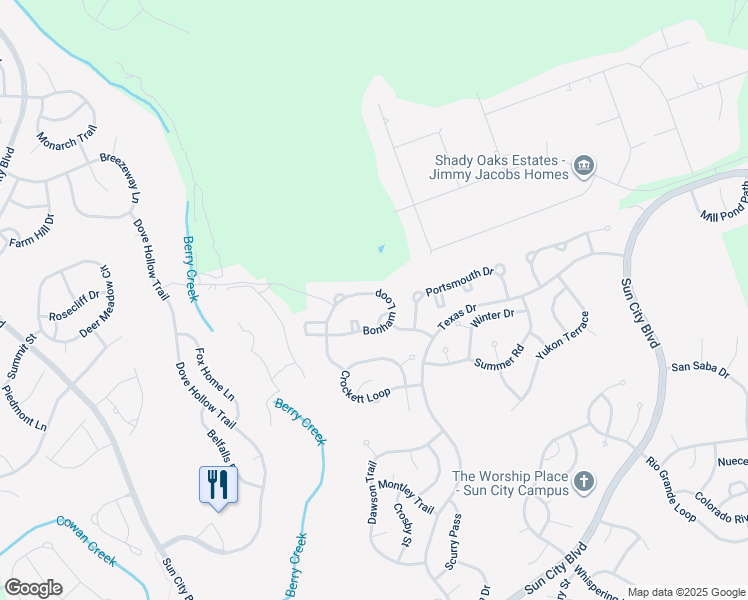 map of restaurants, bars, coffee shops, grocery stores, and more near 240 Bonham Loop in Georgetown