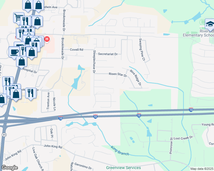 map of restaurants, bars, coffee shops, grocery stores, and more near 716 Majestic Prince Court in Crestview