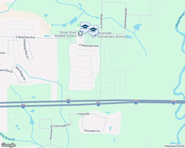 map of restaurants, bars, coffee shops, grocery stores, and more near 844 Moorhen Way in Crestview