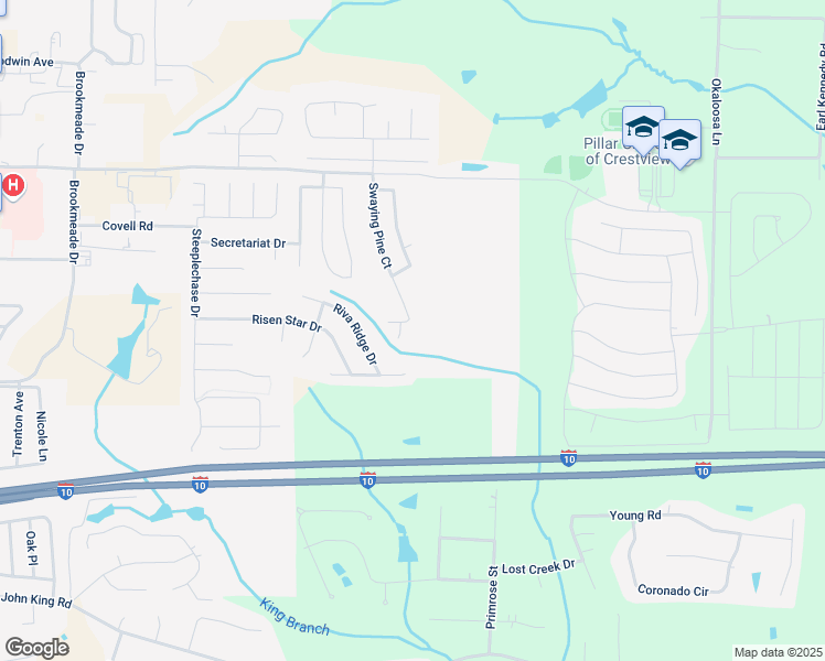 map of restaurants, bars, coffee shops, grocery stores, and more near 266 Swaying Pine Court in Crestview