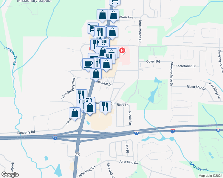 map of restaurants, bars, coffee shops, grocery stores, and more near 214 Ladue Avenue in Crestview