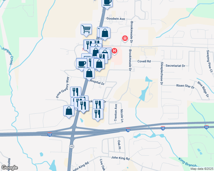 map of restaurants, bars, coffee shops, grocery stores, and more near 208 Ladue Avenue in Crestview