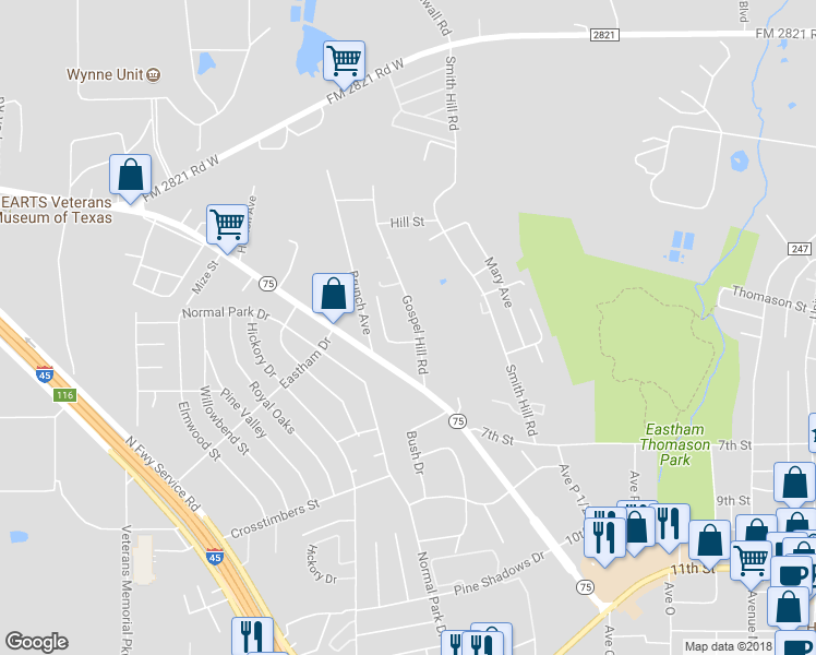 map of restaurants, bars, coffee shops, grocery stores, and more near 408 Gospel Hill Road in Huntsville