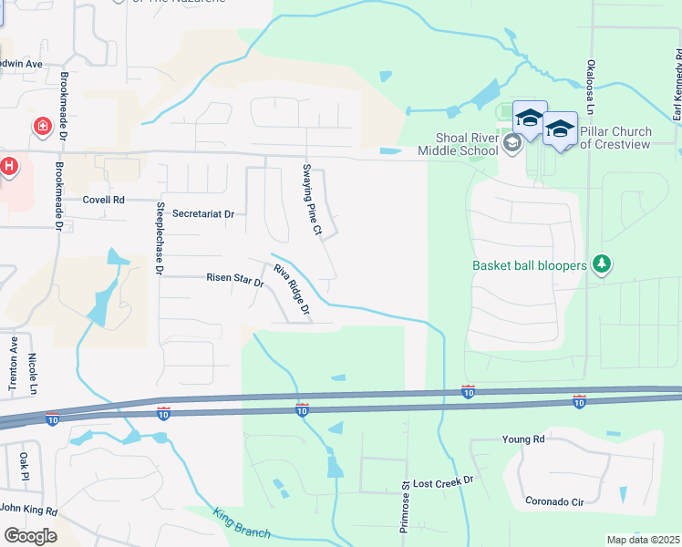 map of restaurants, bars, coffee shops, grocery stores, and more near 248 Swaying Pine Court in Crestview