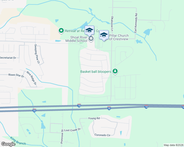 map of restaurants, bars, coffee shops, grocery stores, and more near 669 Teal Street in Crestview