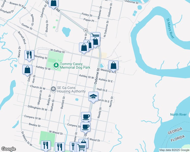 map of restaurants, bars, coffee shops, grocery stores, and more near 901 Osborne Street in St. Marys