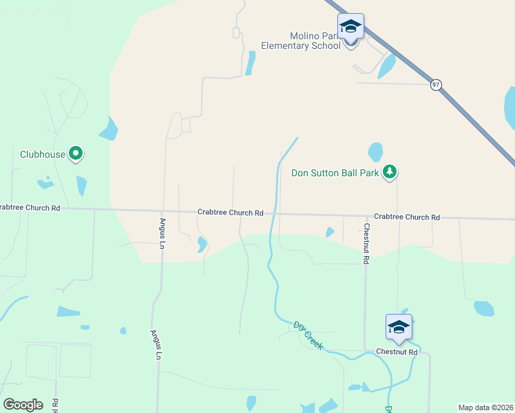 map of restaurants, bars, coffee shops, grocery stores, and more near 2800 Crabtree Church Road in Molino