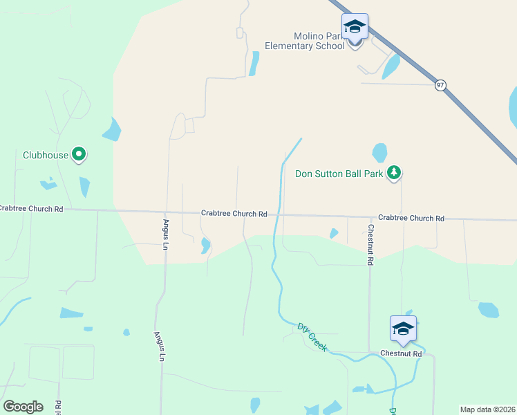 map of restaurants, bars, coffee shops, grocery stores, and more near 2800 Crabtree Church Road in Molino