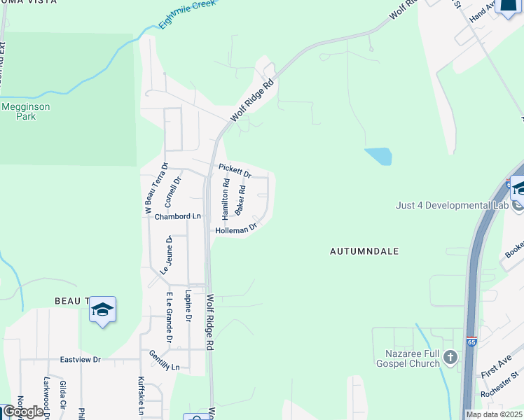 map of restaurants, bars, coffee shops, grocery stores, and more near 2005 Holleman Drive in Mobile