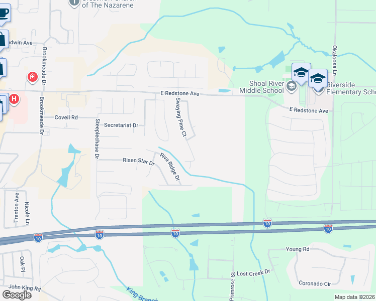 map of restaurants, bars, coffee shops, grocery stores, and more near 248 Swaying Pine Court in Crestview