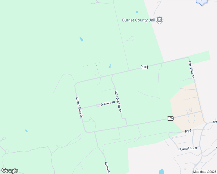 map of restaurants, bars, coffee shops, grocery stores, and more near 1838 County Road 100 in Burnet