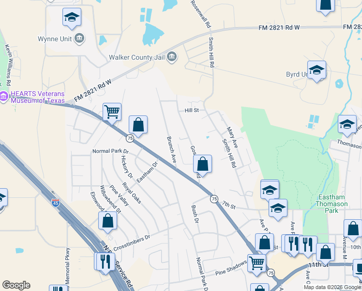 map of restaurants, bars, coffee shops, grocery stores, and more near 209 Brunch Avenue in Huntsville