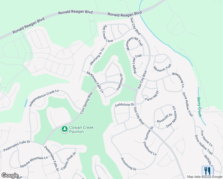 map of restaurants, bars, coffee shops, grocery stores, and more near 118 Caddo Lake Trail in Georgetown