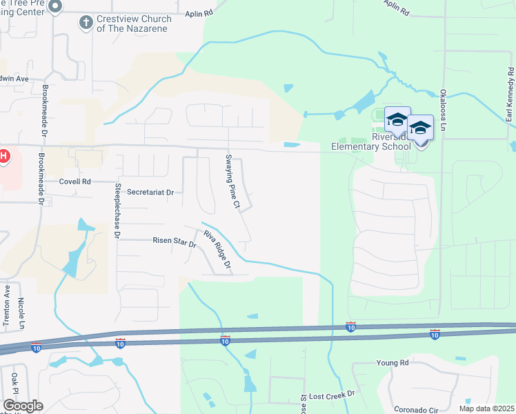 map of restaurants, bars, coffee shops, grocery stores, and more near 410 Crooked Pine Trail in Crestview