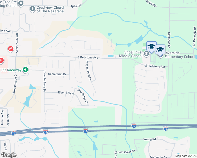 map of restaurants, bars, coffee shops, grocery stores, and more near 406 Crooked Pine Trail in Crestview