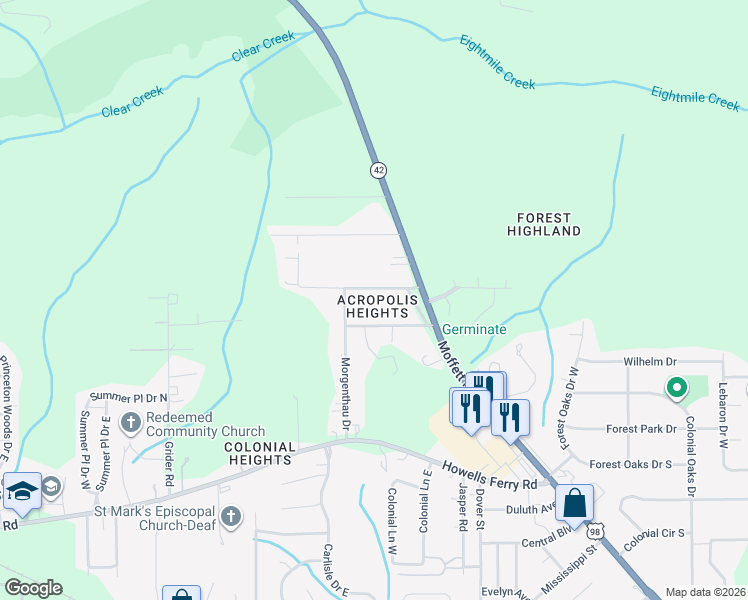 map of restaurants, bars, coffee shops, grocery stores, and more near in Mobile