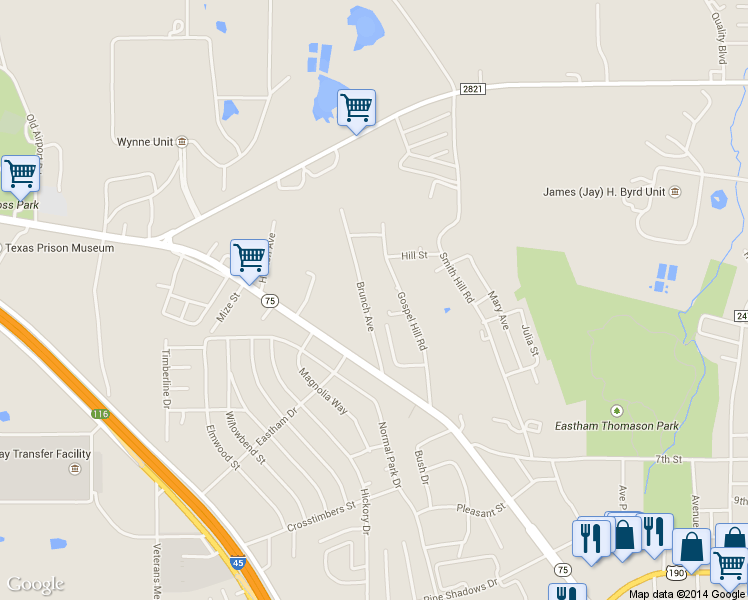 map of restaurants, bars, coffee shops, grocery stores, and more near 209 Brunch Avenue in Huntsville