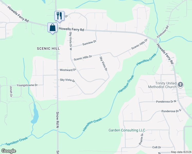 map of restaurants, bars, coffee shops, grocery stores, and more near 2010 Sky Vista Drive West in Semmes