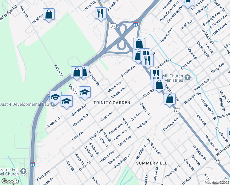 map of restaurants, bars, coffee shops, grocery stores, and more near 2511 McArthur Avenue in Mobile