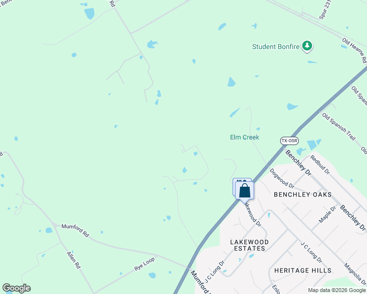 map of restaurants, bars, coffee shops, grocery stores, and more near 6602 Peyton Road in Bryan