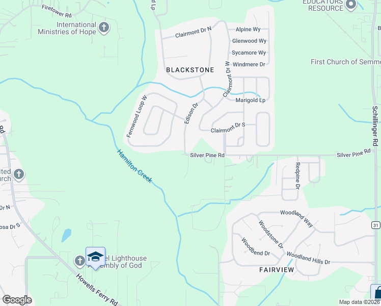 map of restaurants, bars, coffee shops, grocery stores, and more near 8451 Silver Pine Road in Semmes