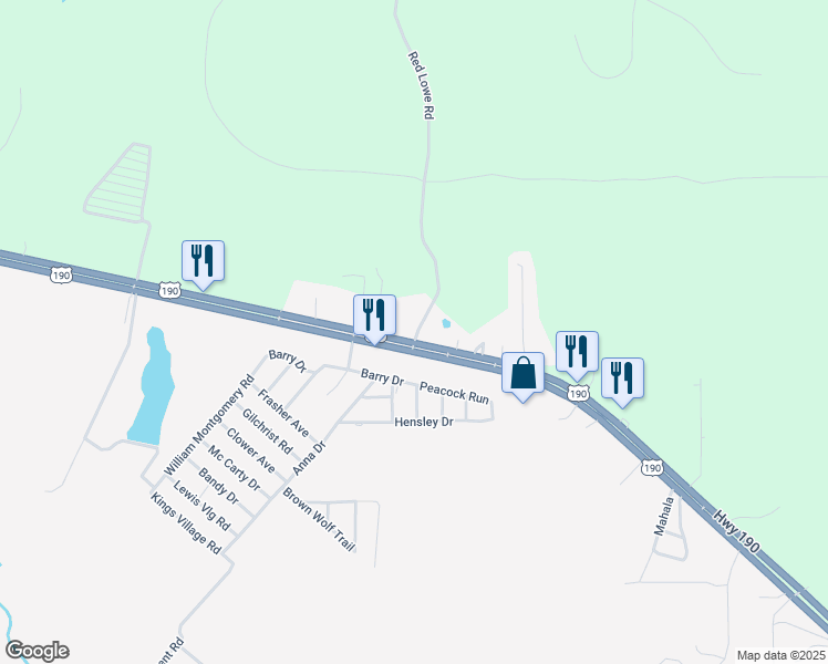 map of restaurants, bars, coffee shops, grocery stores, and more near 4100 U.S. 190 in Livingston