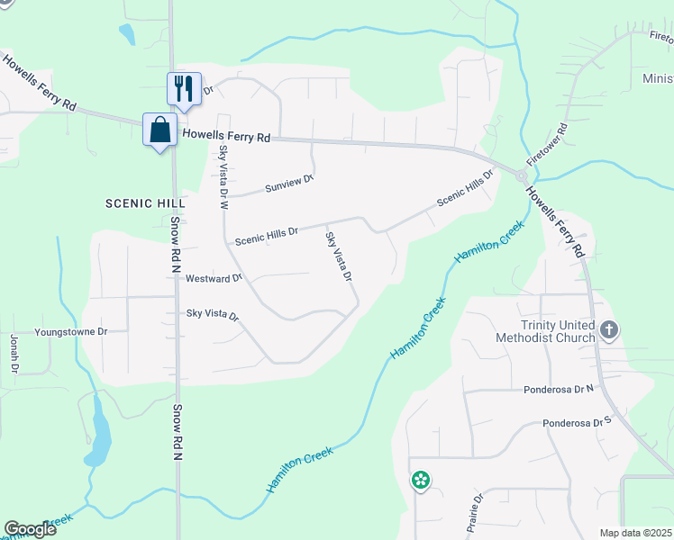 map of restaurants, bars, coffee shops, grocery stores, and more near 9490 Sky Vista Drive in Semmes