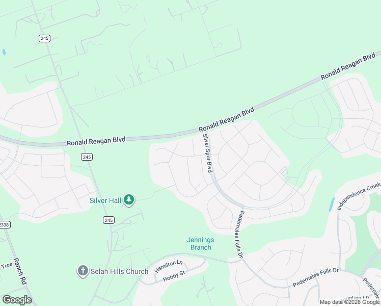 map of restaurants, bars, coffee shops, grocery stores, and more near Ronald Reagan Boulevard in Georgetown