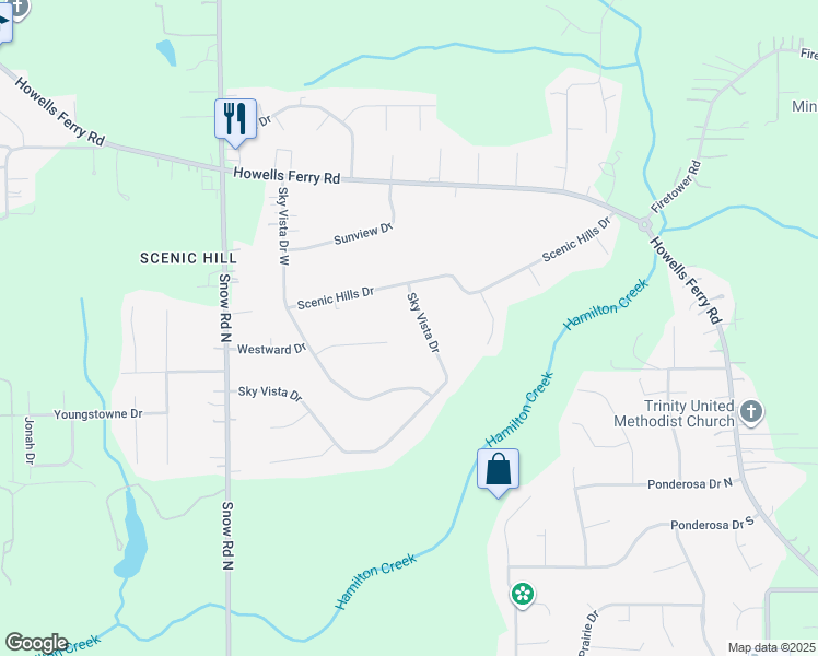 map of restaurants, bars, coffee shops, grocery stores, and more near 9490 Sky Vista in Semmes