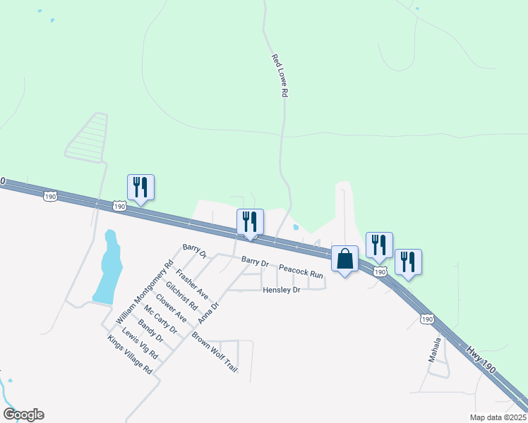 map of restaurants, bars, coffee shops, grocery stores, and more near 4100 U.S. Highway 190 in Livingston