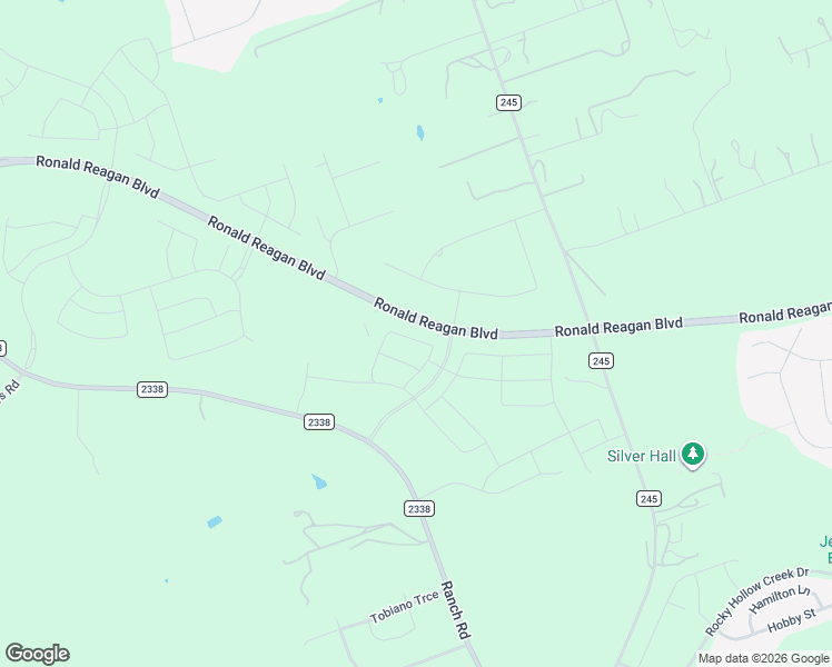 map of restaurants, bars, coffee shops, grocery stores, and more near Ronald Reagan Boulevard in Georgetown