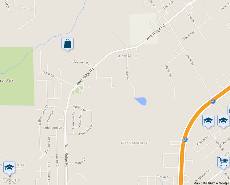 map of restaurants, bars, coffee shops, grocery stores, and more near 2520 Junius Lane in Mobile