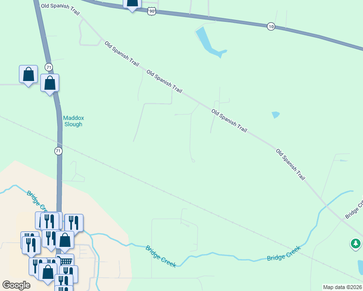 map of restaurants, bars, coffee shops, grocery stores, and more near 2338 Alexsam Drive in Marianna