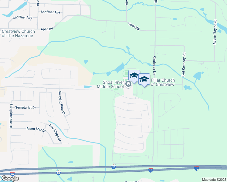 map of restaurants, bars, coffee shops, grocery stores, and more near 3400 East Redstone Avenue in Crestview