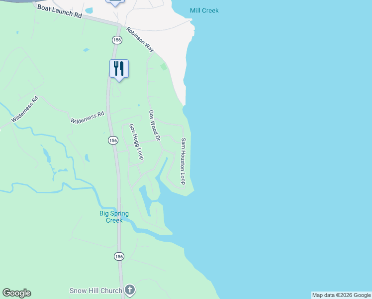 map of restaurants, bars, coffee shops, grocery stores, and more near 710 Sam Houston Loop in Point Blank