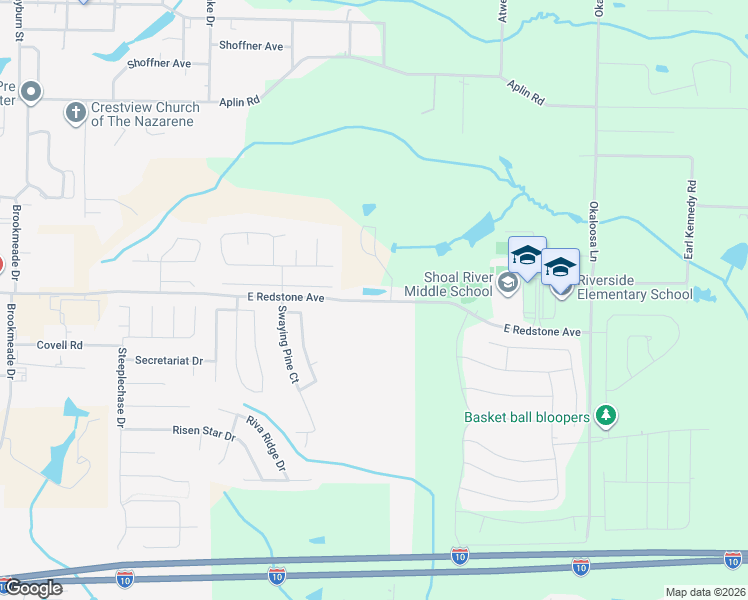 map of restaurants, bars, coffee shops, grocery stores, and more near 3200 East Redstone Avenue in Crestview