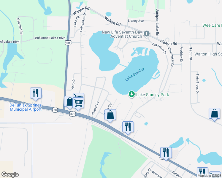 map of restaurants, bars, coffee shops, grocery stores, and more near 4 Engelbrecht Road in DeFuniak Springs