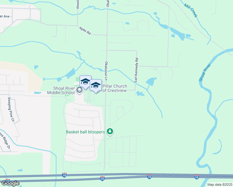 map of restaurants, bars, coffee shops, grocery stores, and more near 3241 Earl Kennedy Road in Crestview