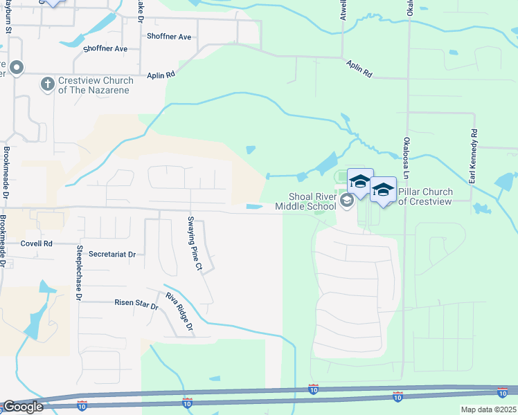 map of restaurants, bars, coffee shops, grocery stores, and more near 3200 East Redstone Avenue in Crestview