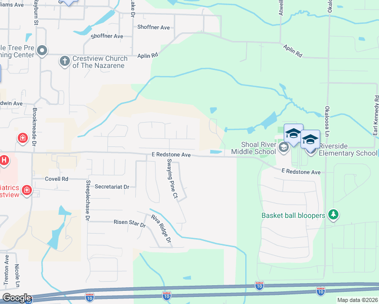 map of restaurants, bars, coffee shops, grocery stores, and more near 326 Crooked Pine Trail in Crestview