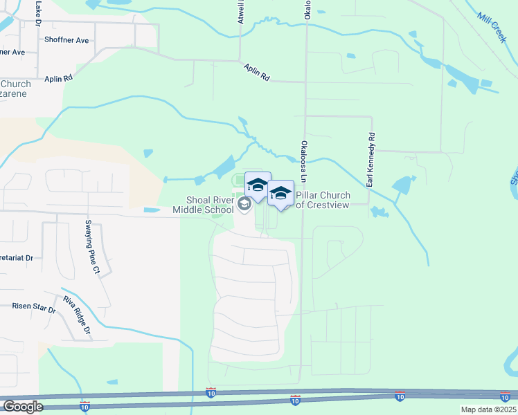 map of restaurants, bars, coffee shops, grocery stores, and more near 3200 East Redstone Avenue in Crestview
